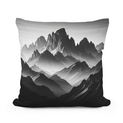 Dawn's Majesty: Mountain Silhouette Cotton Cushion - Main Image