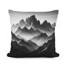 Dawn's Majesty: Mountain Silhouette Cotton Cushion - Main Image