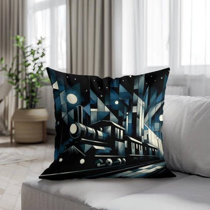 Cubist Night Express Cotton Cushion - Secondary Image 4