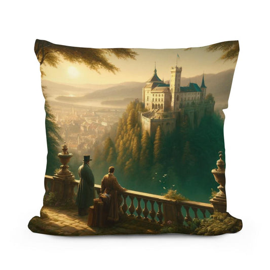 Morning Majesty at Ljubljana Castle Cotton Pillow - Main Image