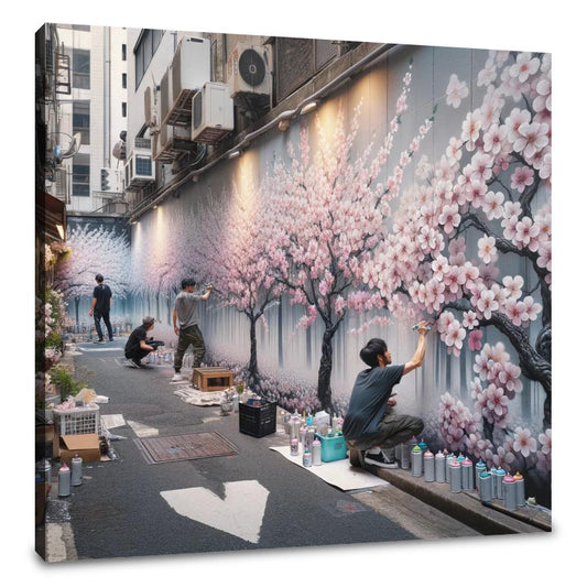 Cherry Blossom Graffiti Canvas - Main Image