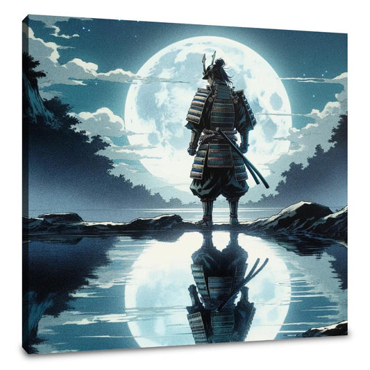 Moonlit Samurai Reflection Canvas - Main Image