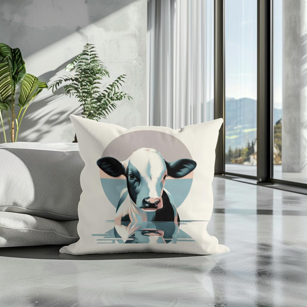 Pastel Modernist Cow Cotton Cushion - Secondary Image 3