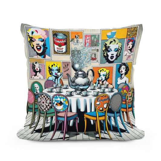 Modern Pop Tea Party Cotton Cushion - Main Image