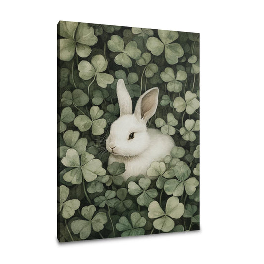 Rabbit in Clover Canvas - Main Image