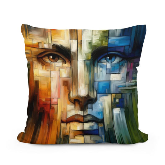Emotional Mosaic Cotton Pillow - Main Image