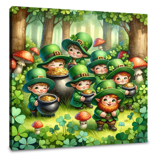 Clover Mischief Leprechauns Canvas - Main Image