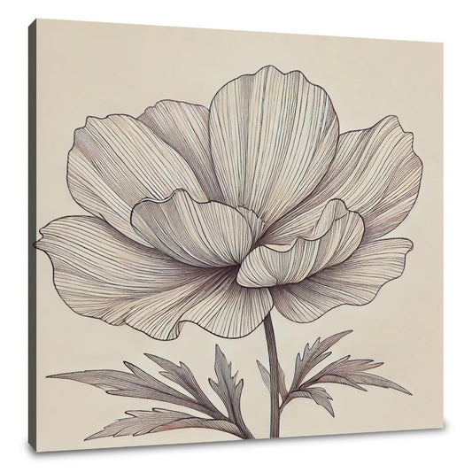 Radiant Bloom Line Art Canvas - Main Image