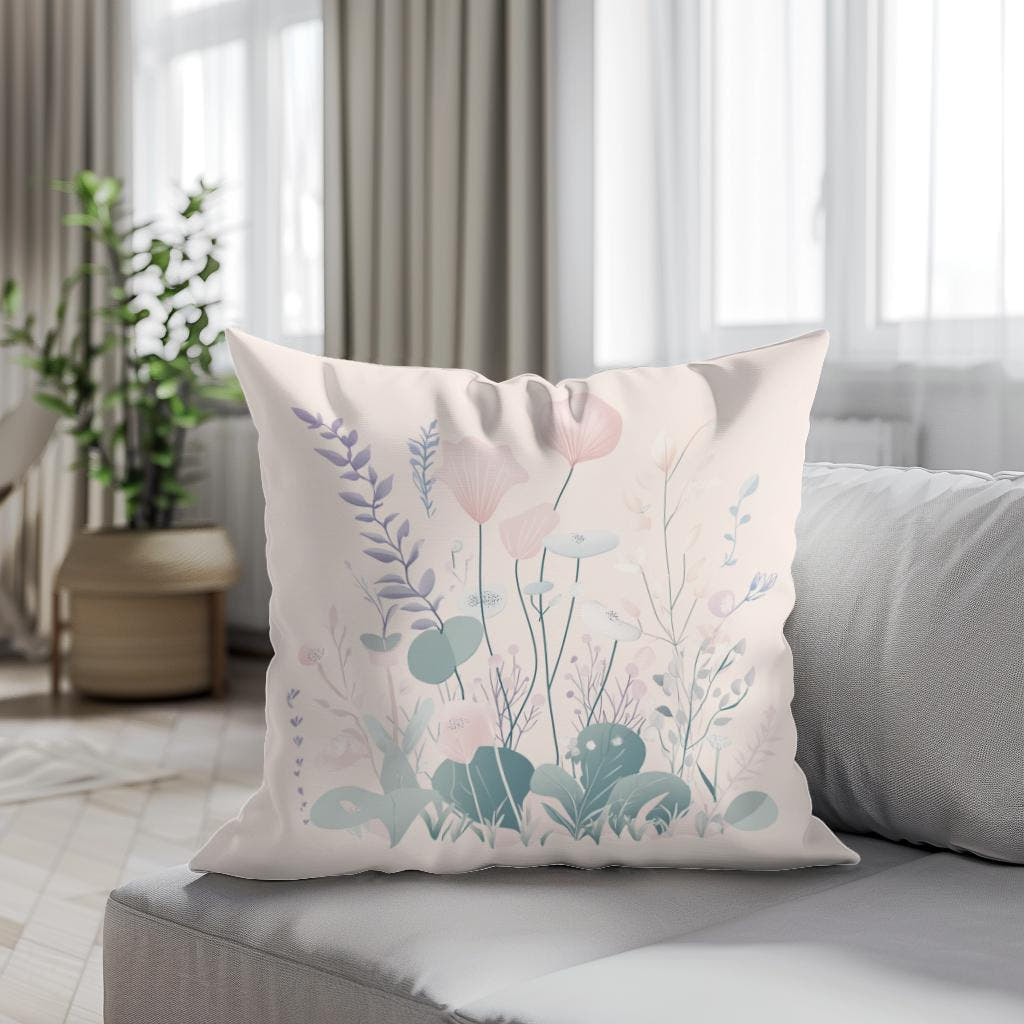 Vanilla Pastel Botanical Cotton Cushion - Secondary Image 4