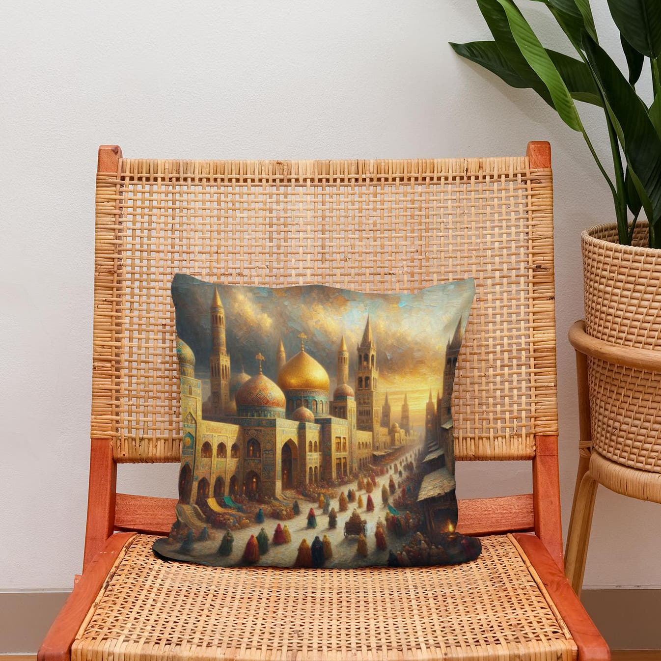 Golden City Splendor Cotton Cushion - Secondary Image 2
