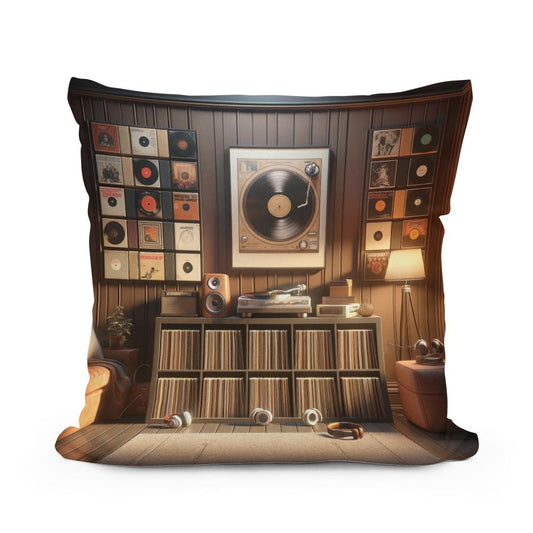 Vinyl Nostalgia Cotton Pillow - Main Image