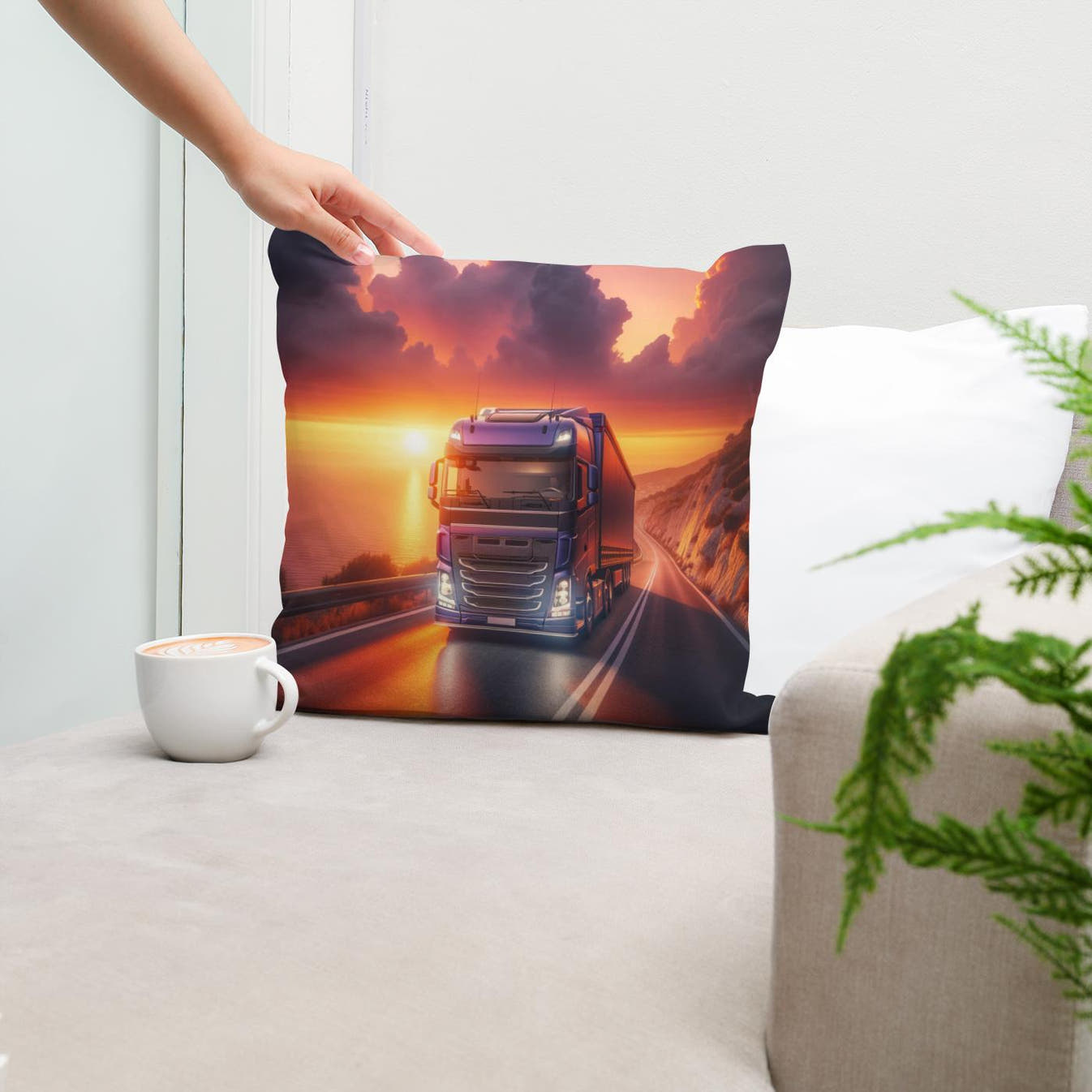Coastal Sunset Journey Cotton Cushion - Secondary Image 5