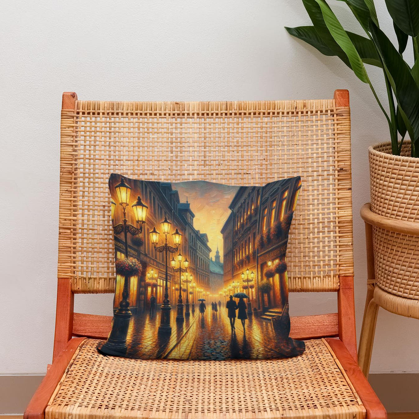 Rainy Evening Romance Cotton Cushion - Secondary Image 2