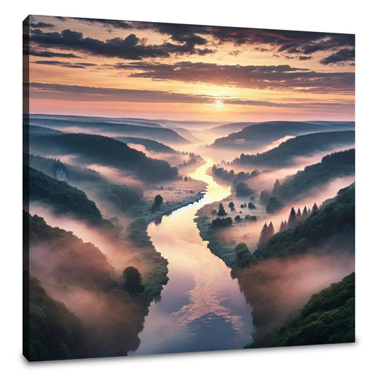 Misty Valley Sunrise Canvas - Main Image