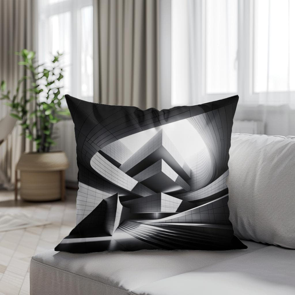 Modern Mirage: Light and Structure Cotton Cushion - Secondary Image 4