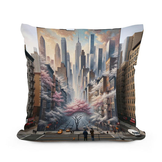 Skyline Blossoms Cotton Cushion - Main Image