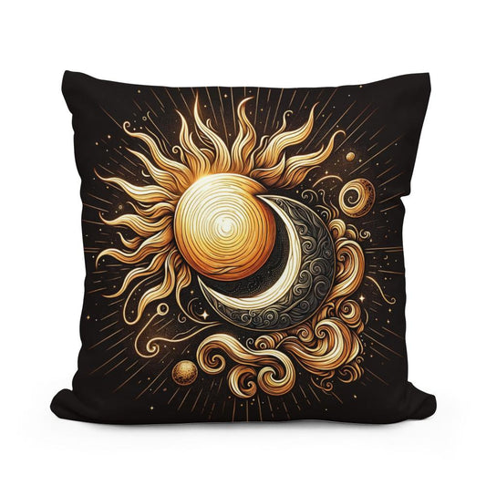 Golden Celestial Harmony Cotton Cushion - Main Image