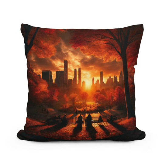 Autumn Sunset Silhouettes Cotton Cushion - Main Image