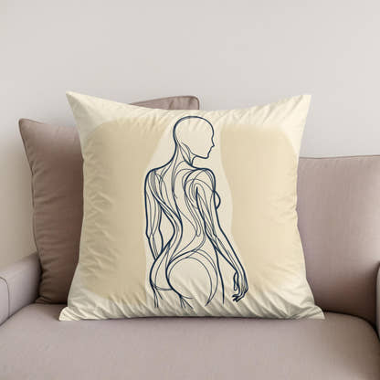 Elegance in Line: Human Contours Cotton Cushion - Secondary Image