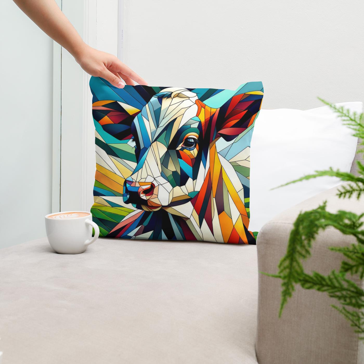 Cubist Contrast Cow Cotton Cushion - Secondary Image 5