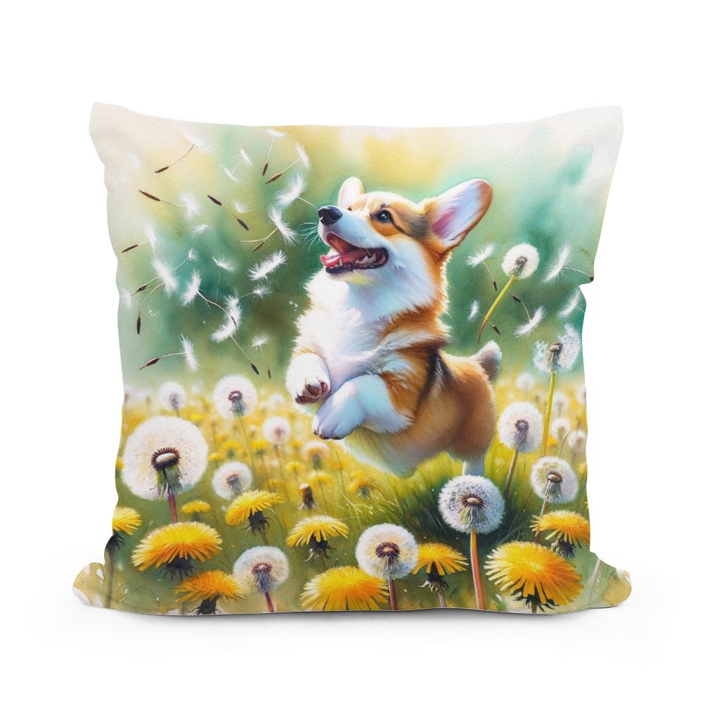 Corgi Whimsy Cotton Cushion - Main Image
