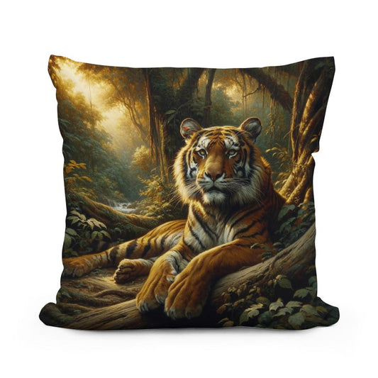 Jungle Repose Tiger Cotton Pillow - Main Image