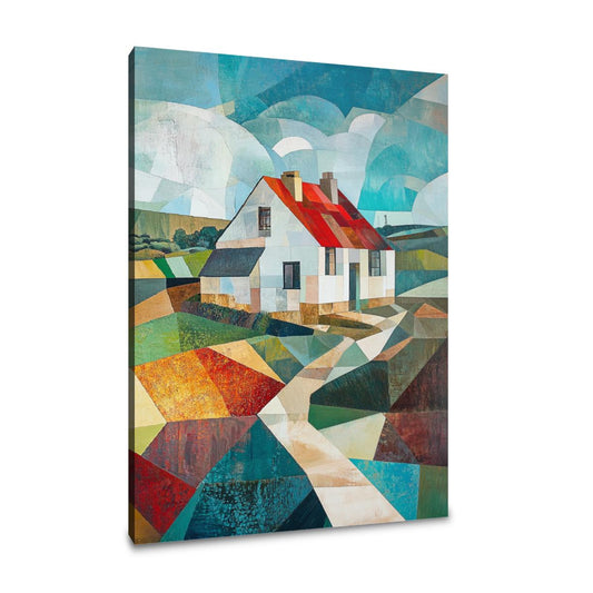 Geometric Countryside House Canvas - Main Image