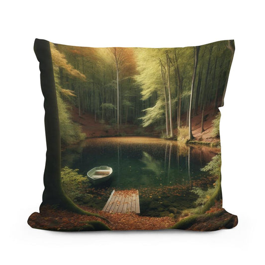 Autumn Pond Solitude Cotton Cushion - Main Image