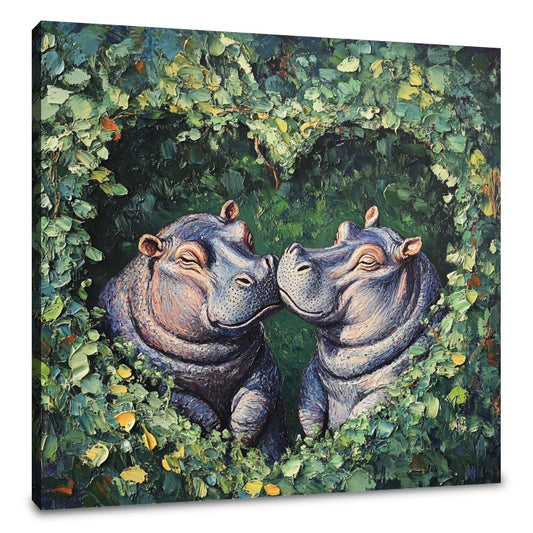 Embracing Hippopotamuses Canvas - Main Image