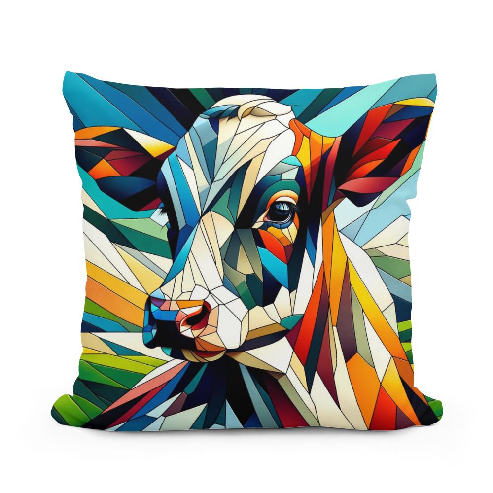 Cubist Contrast Cow Cotton Cushion - Main Image