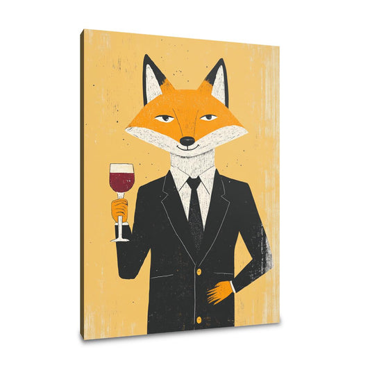 Fox with Wine Canvas - Main Image