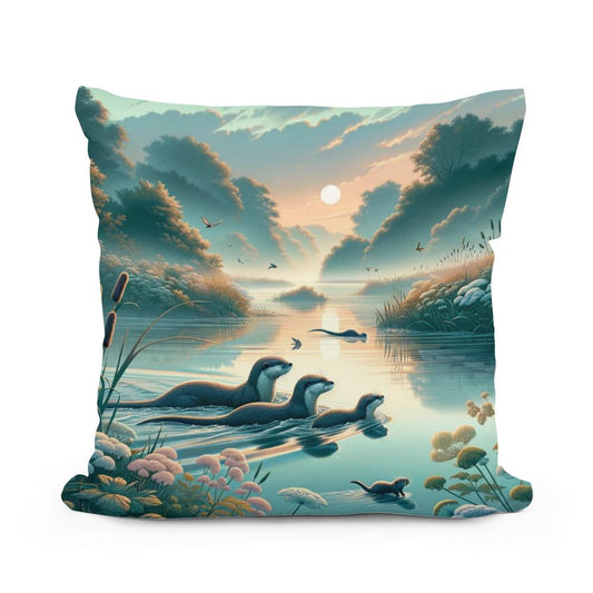 Dawn Otters Cotton Cushion - Main Image