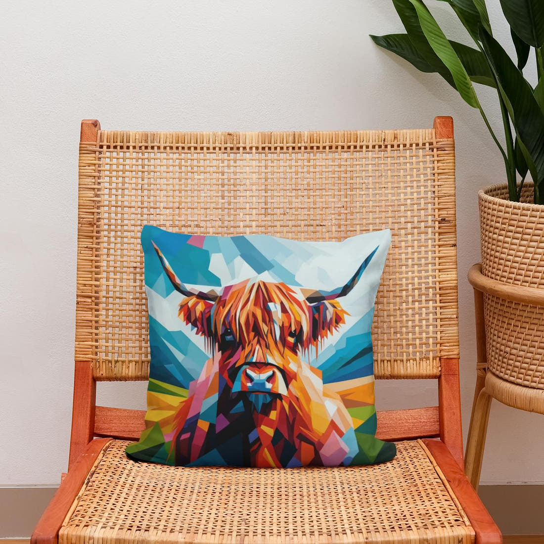 Cubist Highland Cow Essence Cotton Cushion - Secondary Image 2