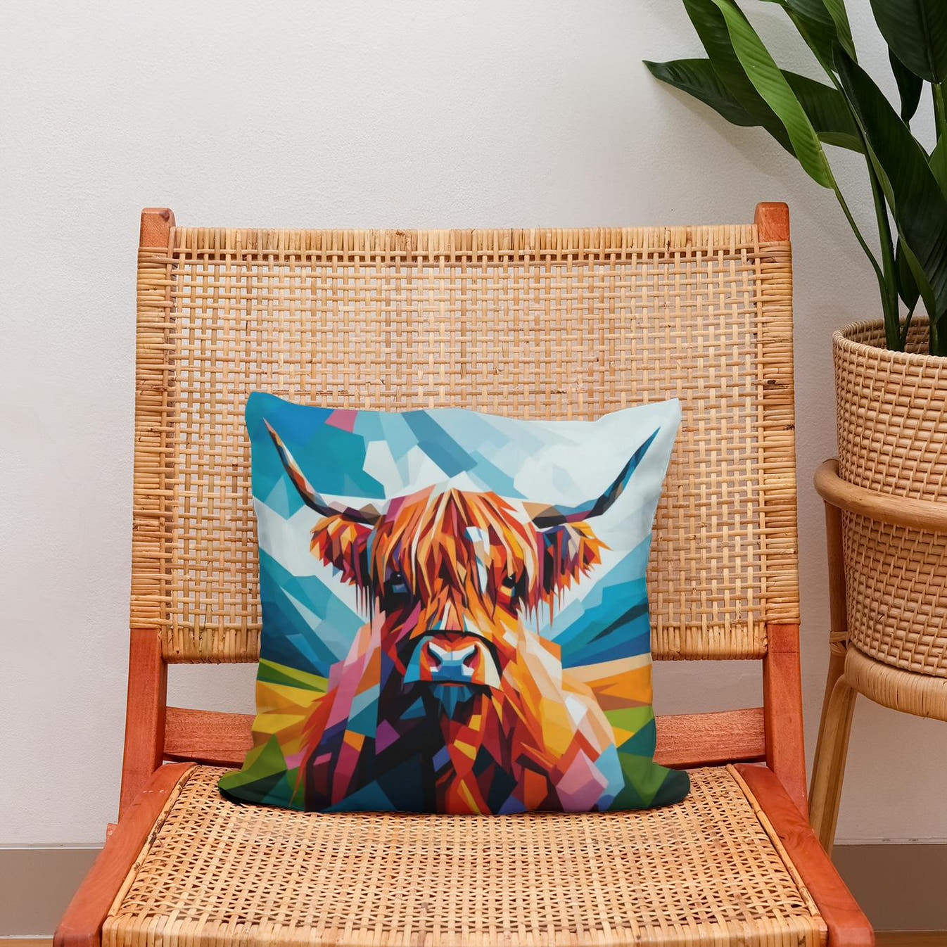 Cubist Highland Cow Essence Cotton Cushion - Secondary Image 2