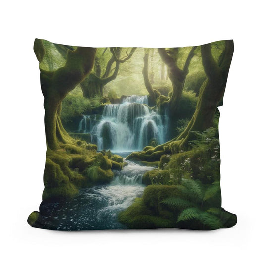 Mystical Cascade Cotton Pillow - Main Image