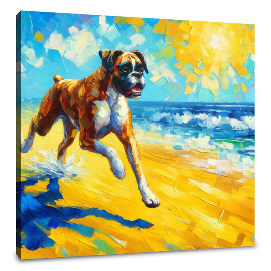 Boxer at the Beach Summer Vibes Canvas - Main Image