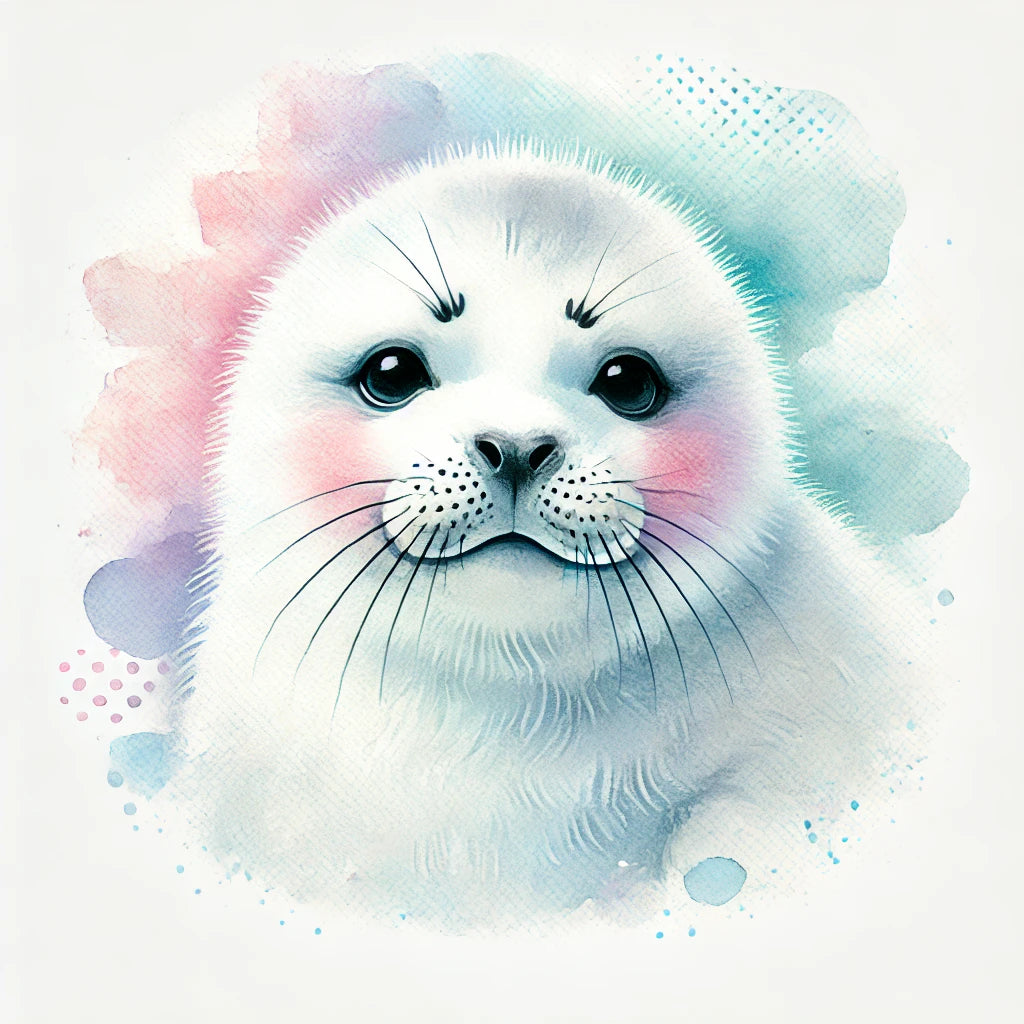 Smiling Harp Seal Cotton Pillow