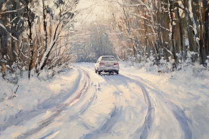 Snowy Car on Winter Canvas