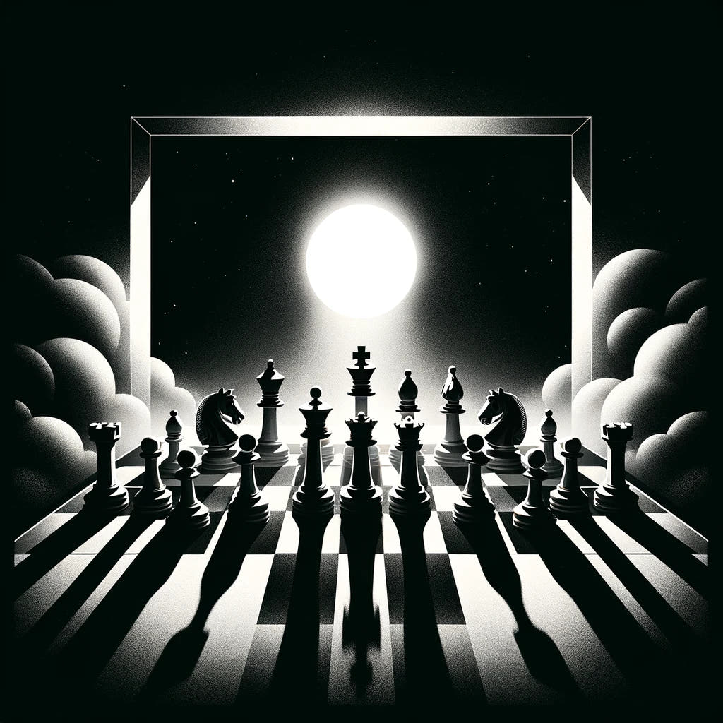 Strategic Shadows: Chessboard Cotton Cushion