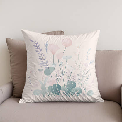 Vanilla Pastel Botanical Cotton Cushion - Secondary Image