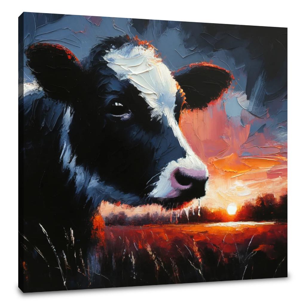 Dusk Solitude Cow Canvas - Main Image