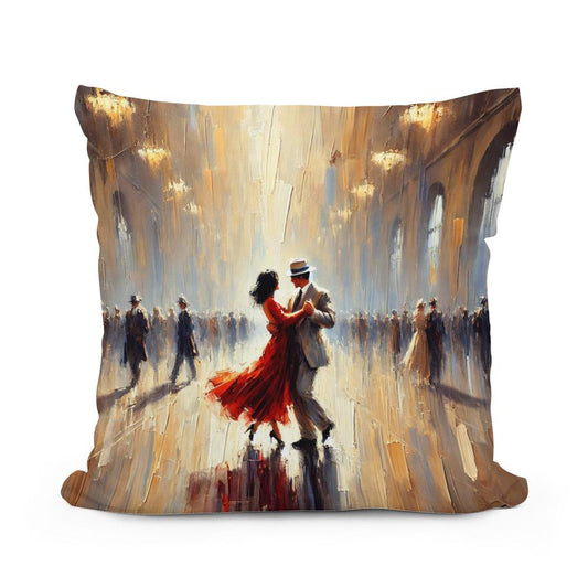 Golden Dance Impressionist Cotton Pillow - Main Image