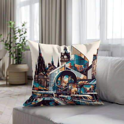 Modern Art Hub Edinburgh Cotton Cushion - Secondary Image 4