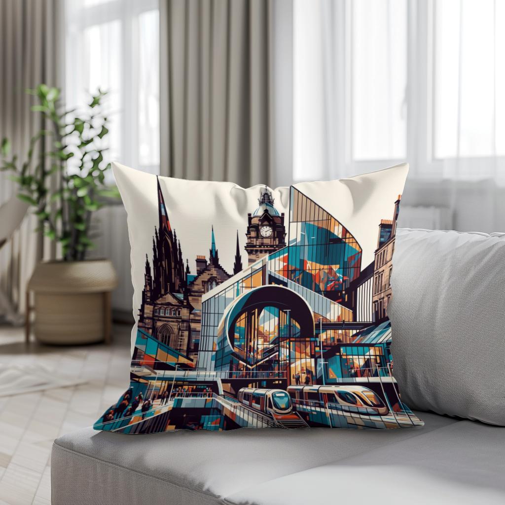 Modern Art Hub Edinburgh Cotton Cushion - Secondary Image 4