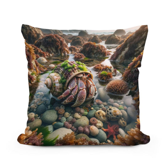 Tide Pool Hermit Crab Cotton Pillow - Main Image