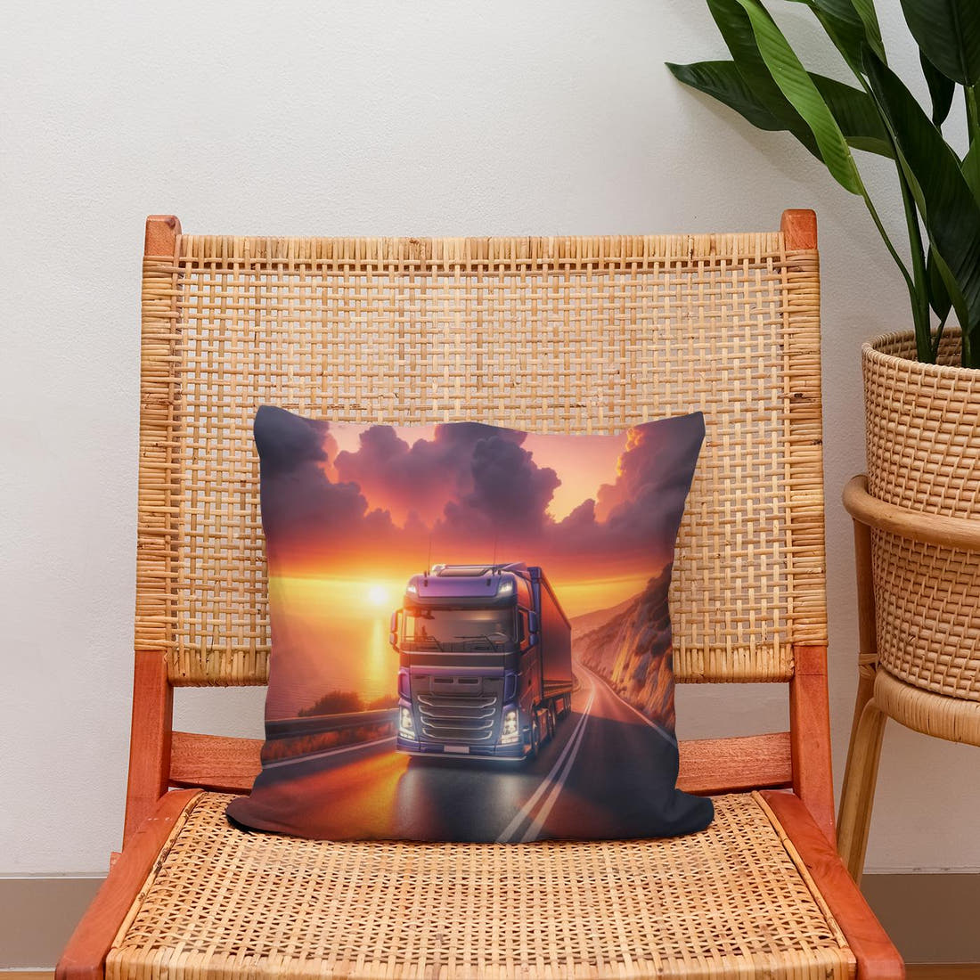 Coastal Sunset Journey Cotton Cushion - Secondary Image 2
