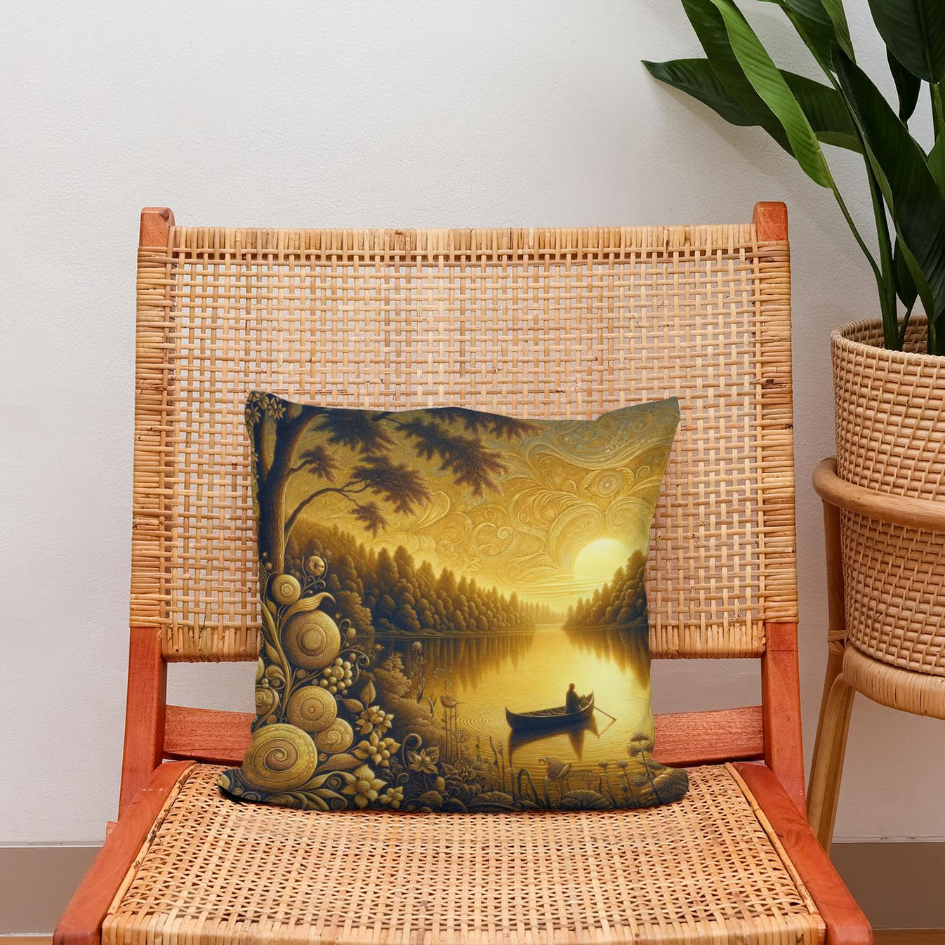 Twilight Serenity Lakeside Cotton Cushion - Secondary Image 2