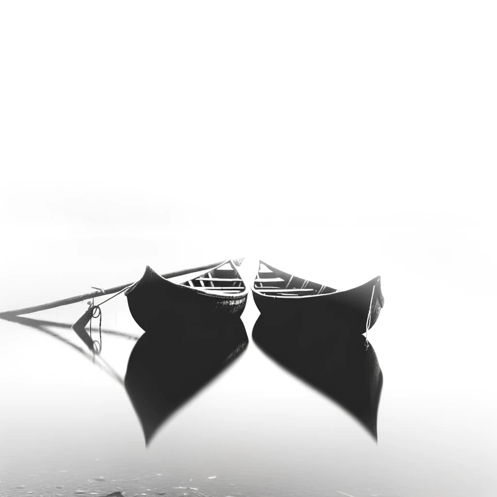 Twin Boats at Rest Cotton Cushion