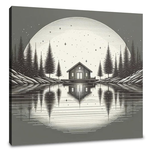 A Peaceful Retreat in Monochrome Canvas - Main Image