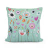 Mint Green Folk Flower Cotton Cushion - Main Image